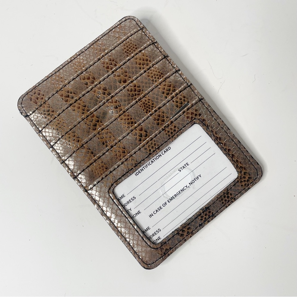 Kate Landry Metallic Animal Snakeskin Print Card Holder Wallet